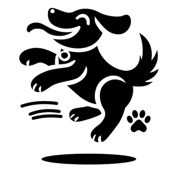 Vector de silueta de perro en blanco y negro