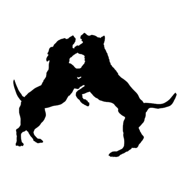 Vector de la silueta del perro, de la lucha de perros, de las razas, del logotipo, del monograma