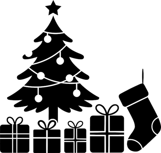 Vector de silueta de plantilla de Navidad negra