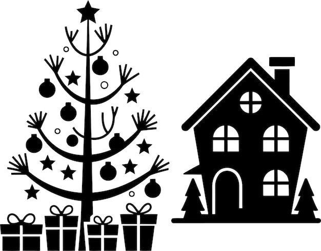 Vector de silueta de plantilla de Navidad negra