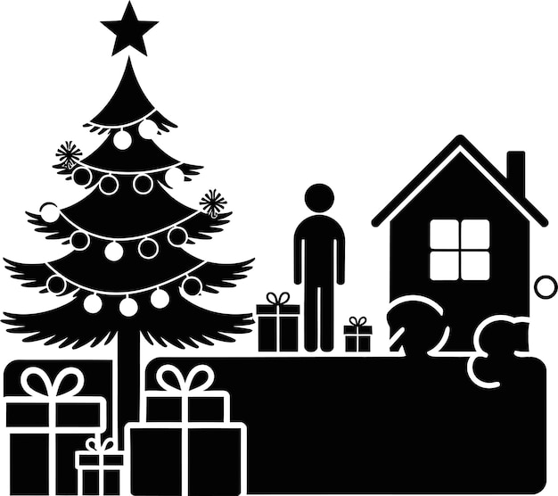 Vector de silueta de plantilla de Navidad negra