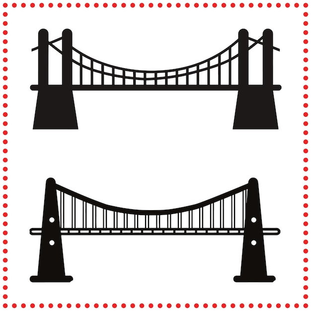 Vector de silueta de puente moderno para planificación urbana y arte arquitectónico