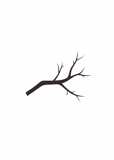 Vector de silueta de la rama de un árbol sobre un fondo blanco