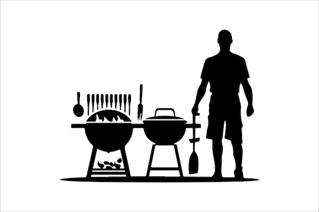 Vector de silueta relacionado con el bbq y la parrilla