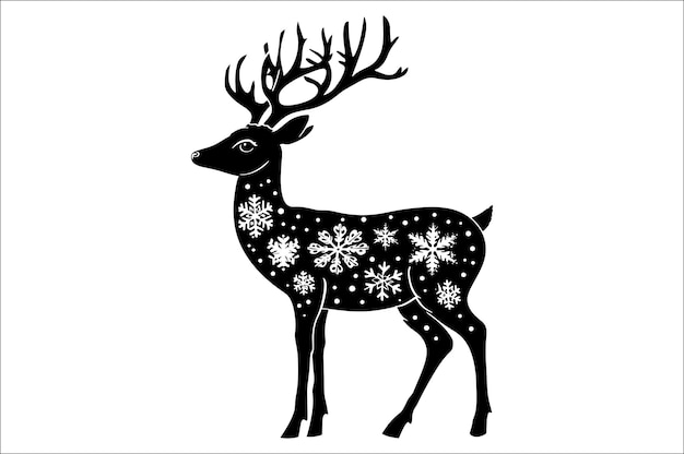 Vector de silueta de reno Navidad silueta de ciervo silueta de cerdo silueta de familia silhouette de ciervo silhouette