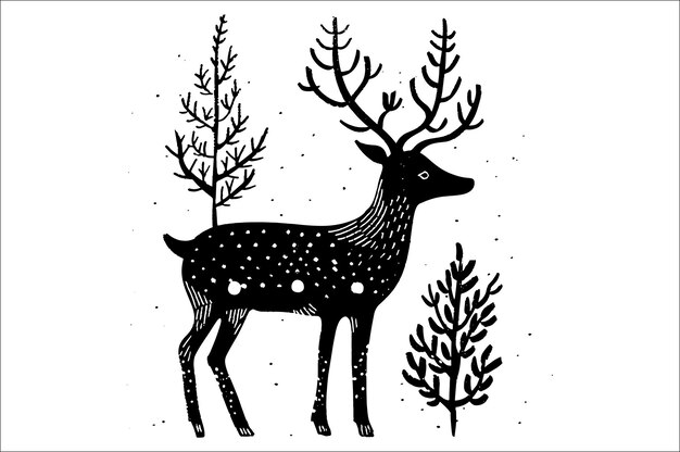 Vector de silueta de renos silueta de ciervo de Navidad silueta de cerdo silueta de familia silueta de ciervos silueta