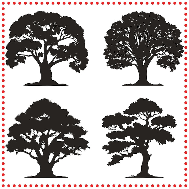 Vector de silueta de roble elegante para diseños de paisajes atemporales