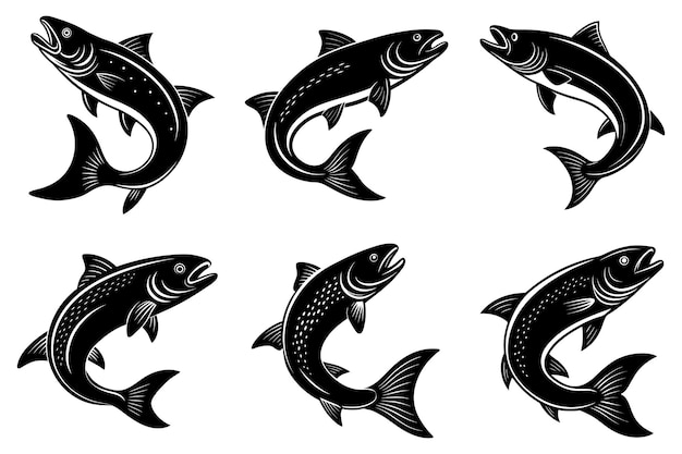 Vector de la silueta del salmón saltador