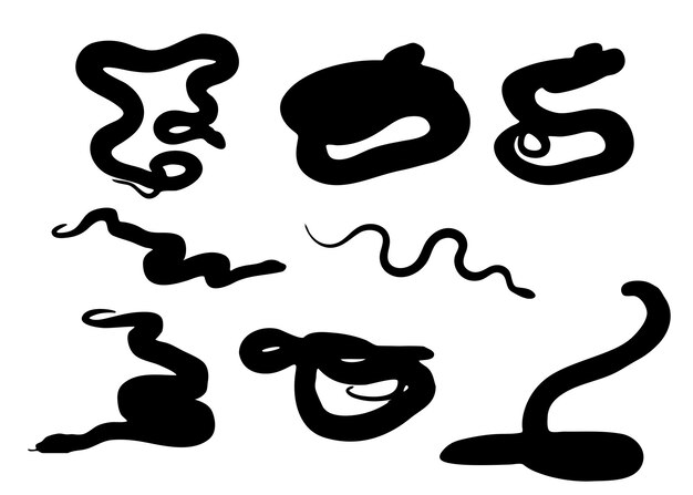 Vector de silueta de serpiente en conjunto blanco