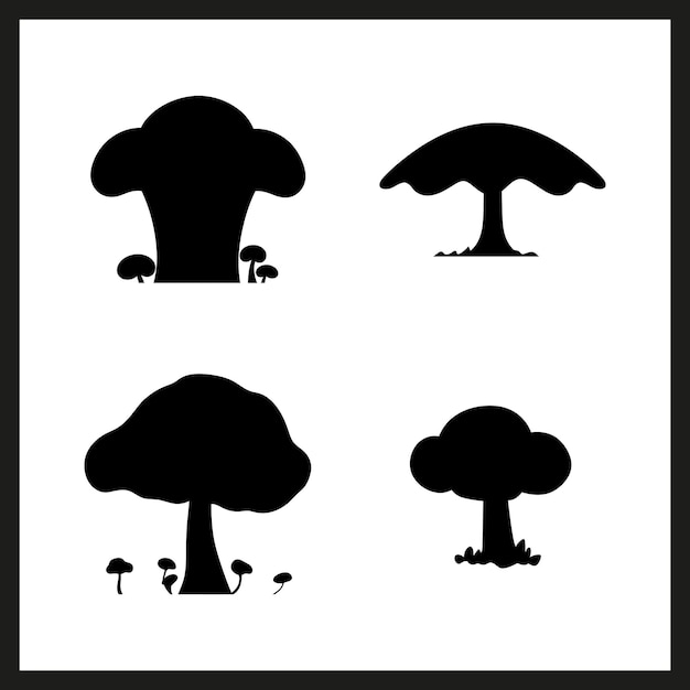 Vector de silueta de setas Shiitake negras