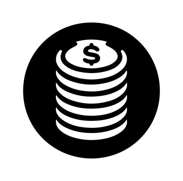 Vector de silueta del símbolo de la pila mínima de monedas