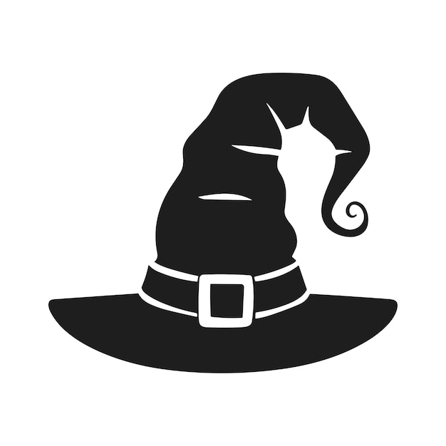 Un vector de silueta de sombrero de bruja de Halloween