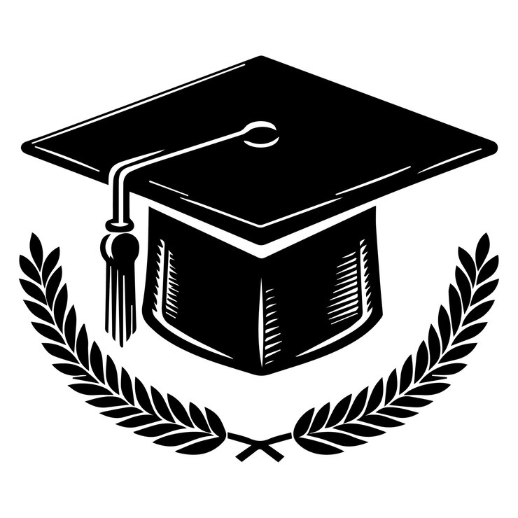 Vector de silueta de la tapa de graduación en negro