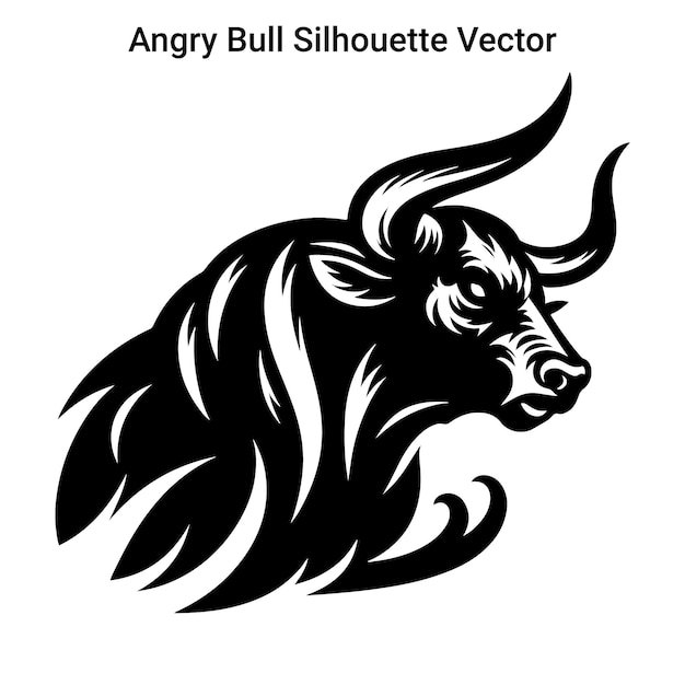 Vector de silueta de toro enojado