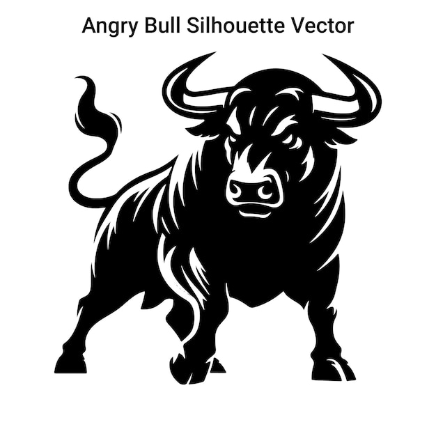 Vector de silueta de toro enojado