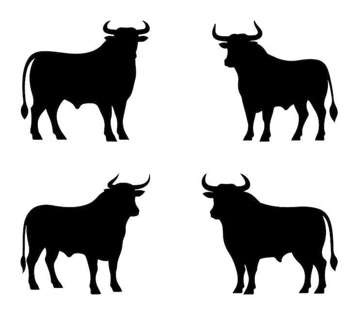Vector vector de silueta de toro sobre un fondo blanco