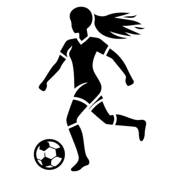 Vector vector silueta vectorial de una jugadora de fútbol femenina