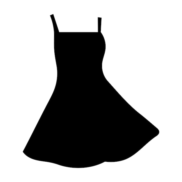 Vector vector de silueta de vestido aislado negro sobre fondo blanco