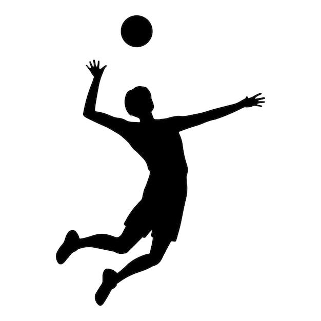 Vector de silueta de voleibol aislado en negro sobre fondo blanco