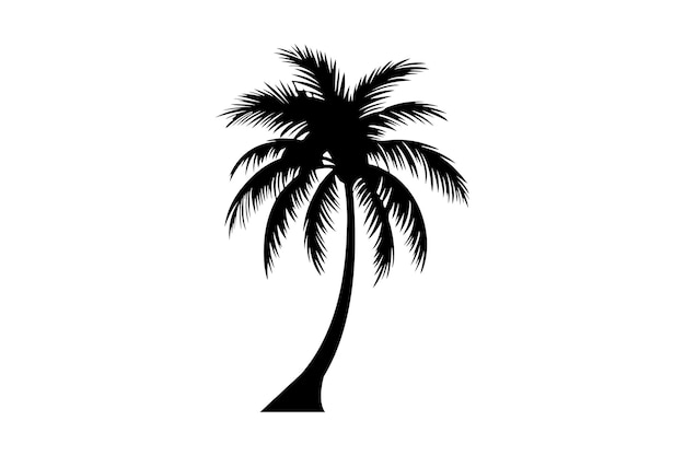 Vector de siluetas artísticas de palmeras con fondo blanco