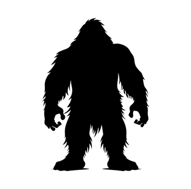 Vector de siluetas de Bigfoot sobre fondo blanco