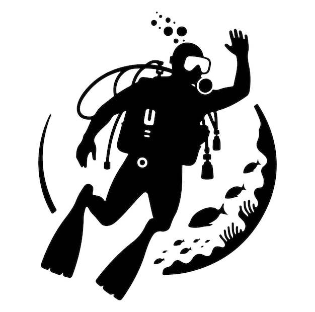 Vector de siluetas de buzo de buceo
