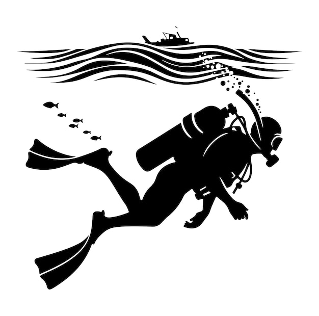 Vector de siluetas de buzo de buceo
