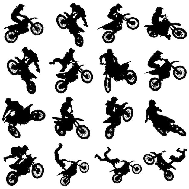 Vector siluetas jinete motocross ilustración