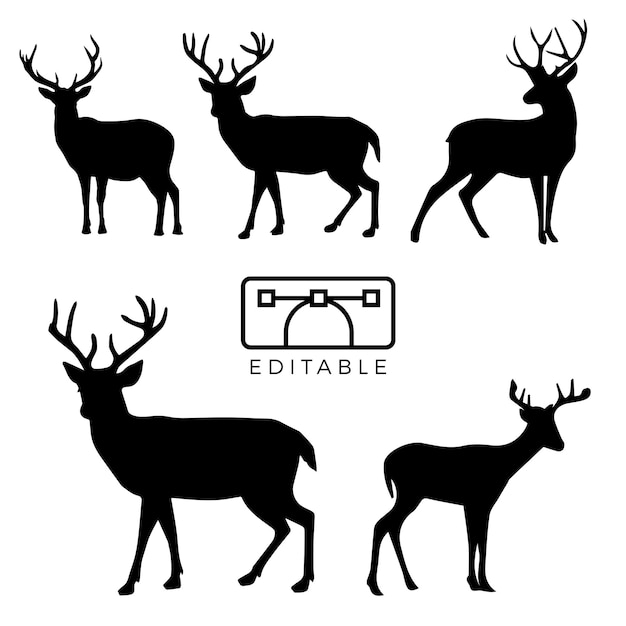 Vector de siluetas de venado cola blanca | Vector Premium Vector de siluetas de venado cola blanca | Vector Premium