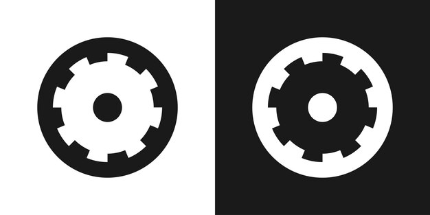 Vector de símbolo de engranaje en blanco y negro