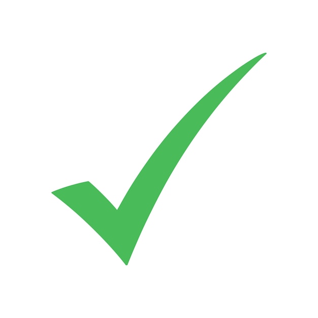 Vector de símbolo de éxito y finalización de la aprobación del icono de marca verde de comprobación