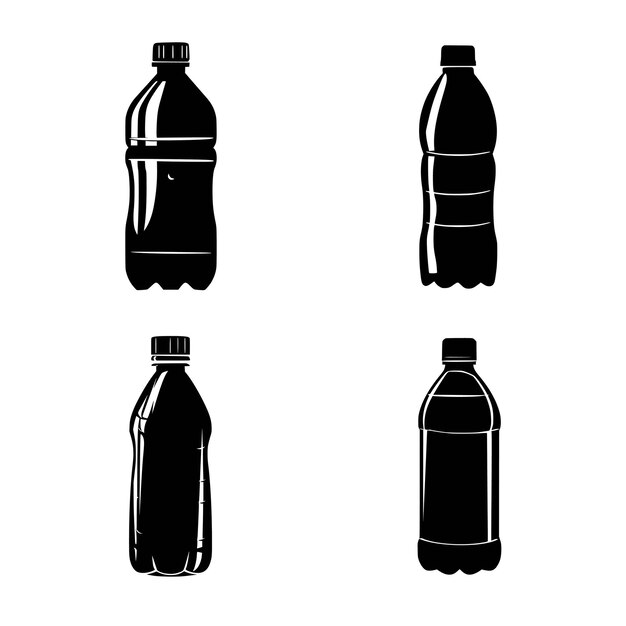 Vector de símbolo de icono de botella de agua de línea plana Conjunto de íconos de línea de ilustración de botella