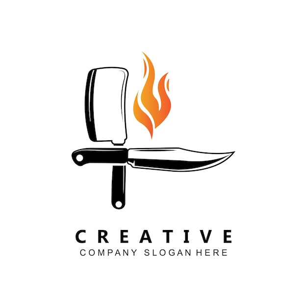 Vector de símbolo de logotipo de cuchillo de cocina de utensilios de cocina