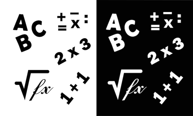 Vector vector de símbolo matemático matemáticas ecuaciones matemáticas carta útiles escolares icono vector regreso a la escuela