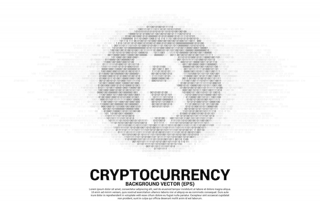 Vector símbolo de moneda de bit con una matriz de dígitos y un código binario de dígitos