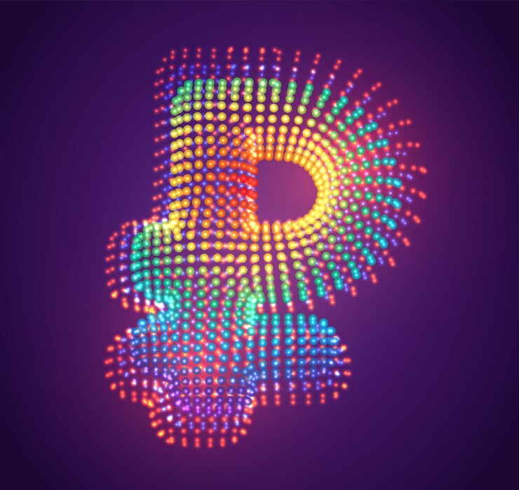 Vector vector símbolo de puntos luminosos, gradiente de arco iris