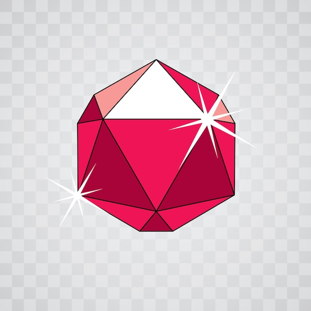 Vector símbolo de rubí rojo brillante. Icono de diamante de lujo, ilustración.