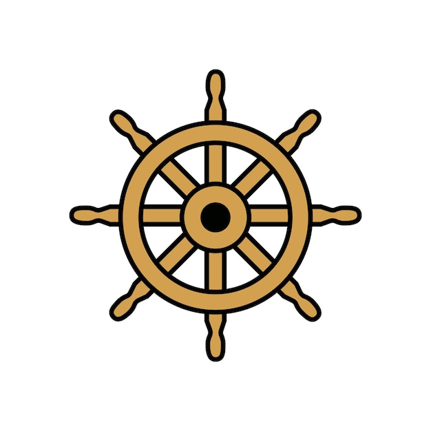 vector del símbolo de la rueda de un barco de madera