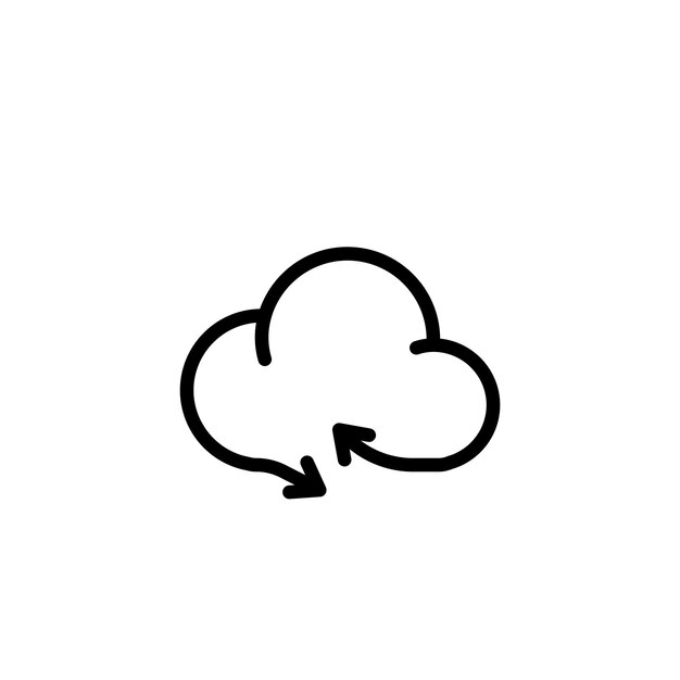 Vector de símbolo de signo de computación en la nube de tecnología
