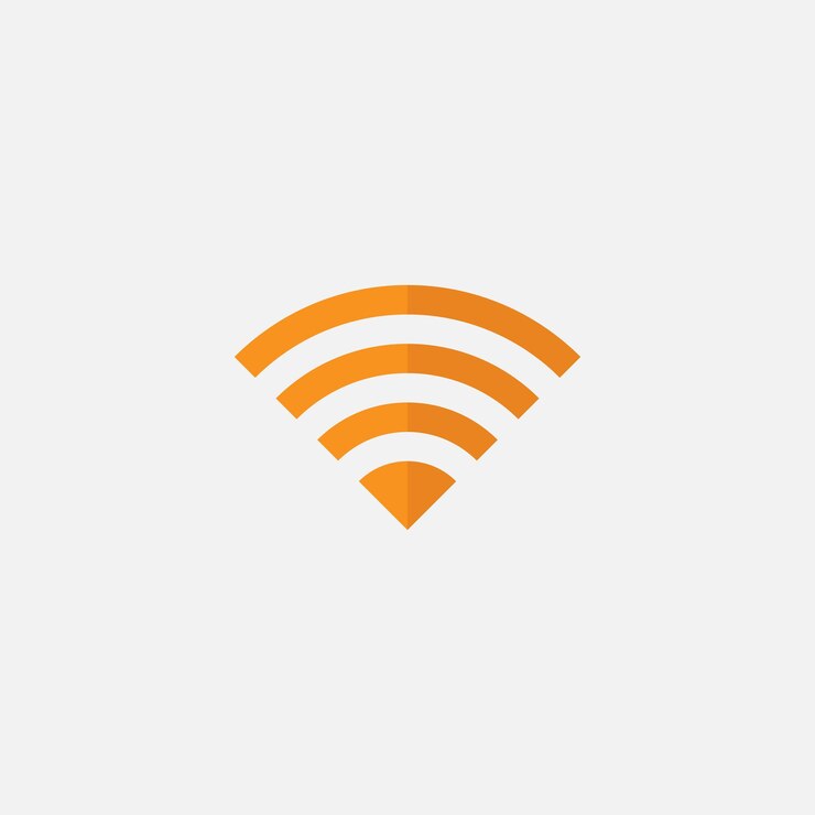 Vector un símbolo WiFi naranja con un fondo blanco