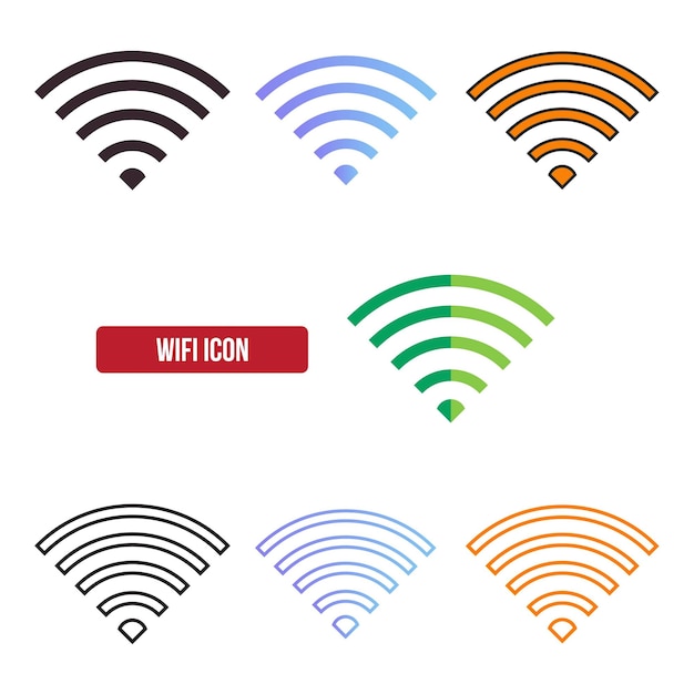 El vector de símbolos del conjunto de iconos WiFi plano Ilustración
