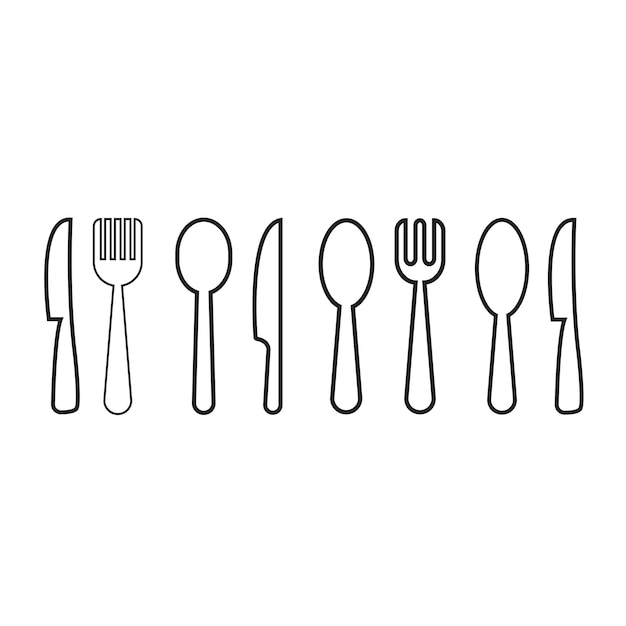 Vector de símbolos de cubiertos planos Ilustración