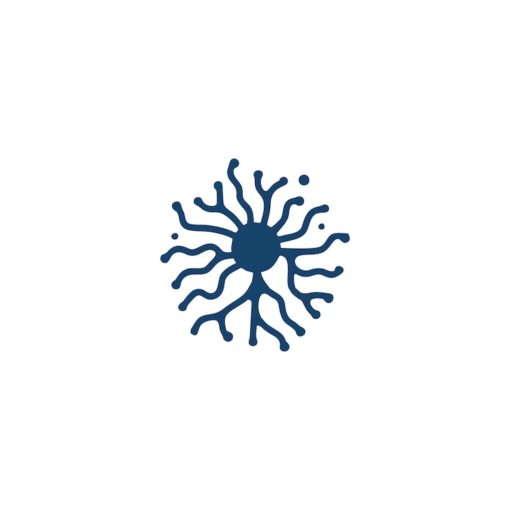 Vector de símbolos de diseño del logotipo de la neurona humana