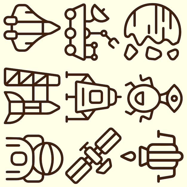 Vector de símbolos de icono de exploración espacial