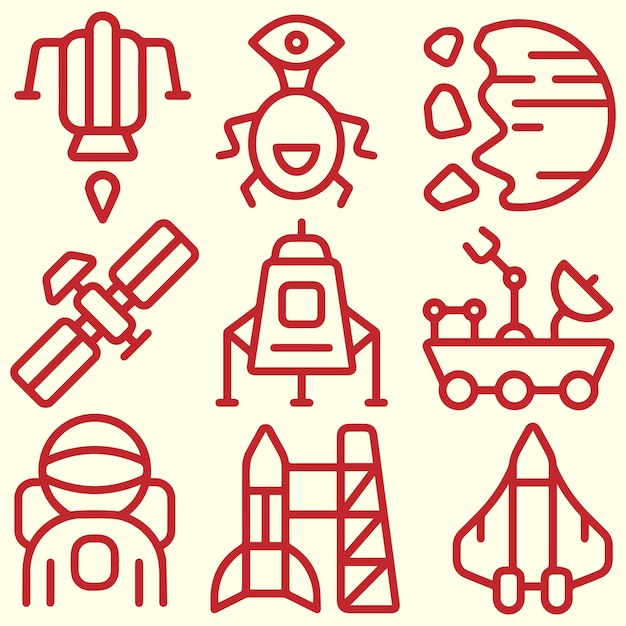 Vector de símbolos de icono de exploración espacial