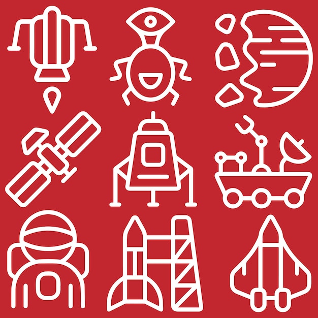 Vector de símbolos de icono de exploración espacial