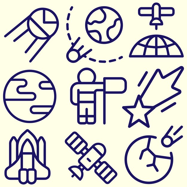 Vector de símbolos de icono de exploración espacial