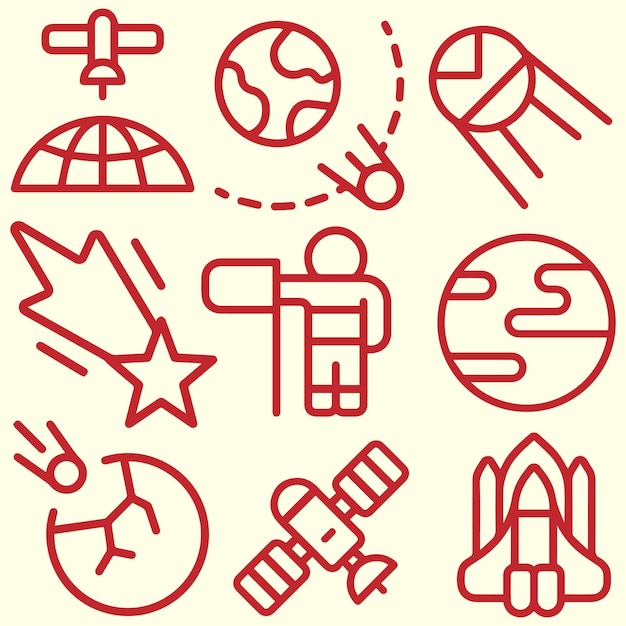 Vector de símbolos de icono de exploración espacial