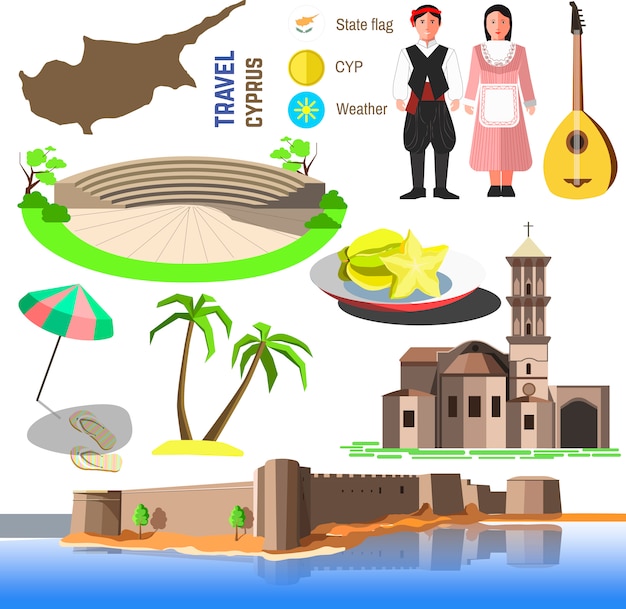 Vector símbolos y los iconos de Chipre.