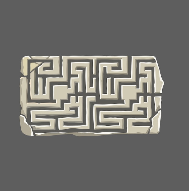 Vector de símbolos de juegos de plantillas de signos de piedra del laberinto